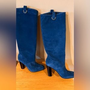 NIB - DVF Blue Suede knee boots.  Amazing color!